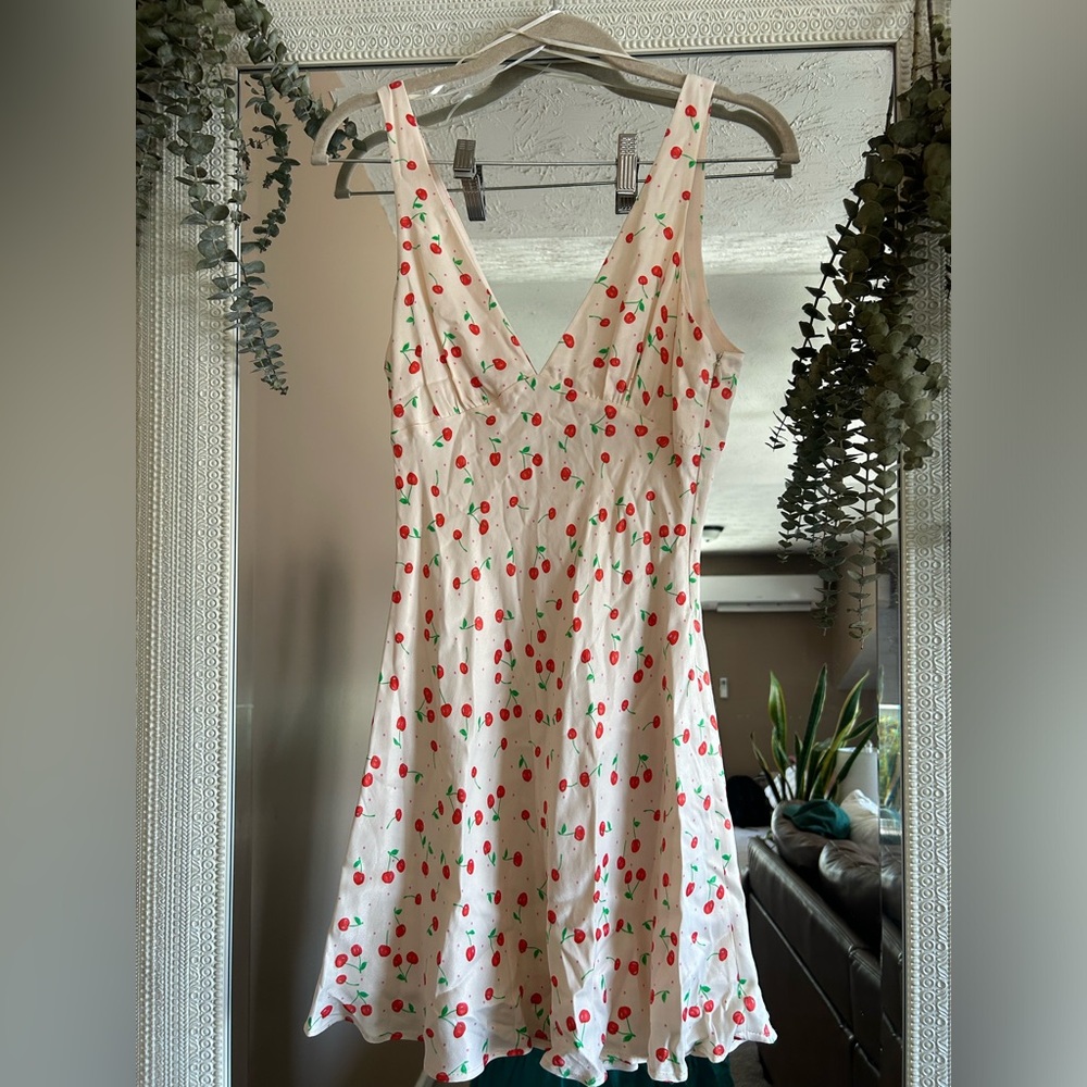 NWOT Zara satin cherry dress